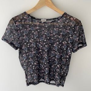 90s style sheer cropped baby doll t-shirt